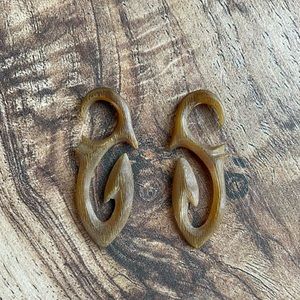 Amber colored bone gauge earrings